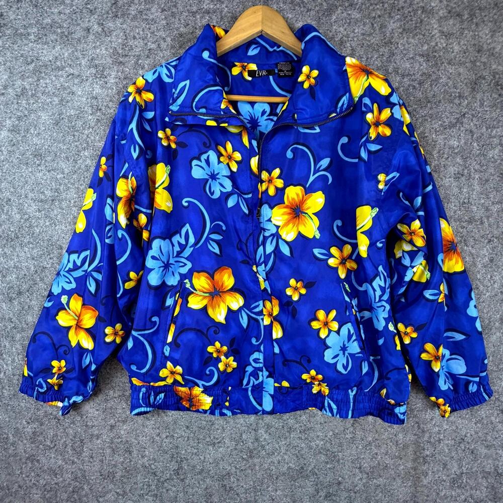Vintage‎ EVR Jacket Womens Medium Hawaiian Resort 90s Y2K Dopamine Streetwear